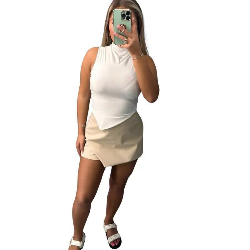 Millie Pu Leather Slit Side Skort