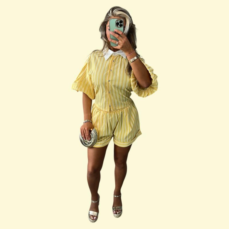 Eloise Striped Puff Sleeve Co-Ord Set