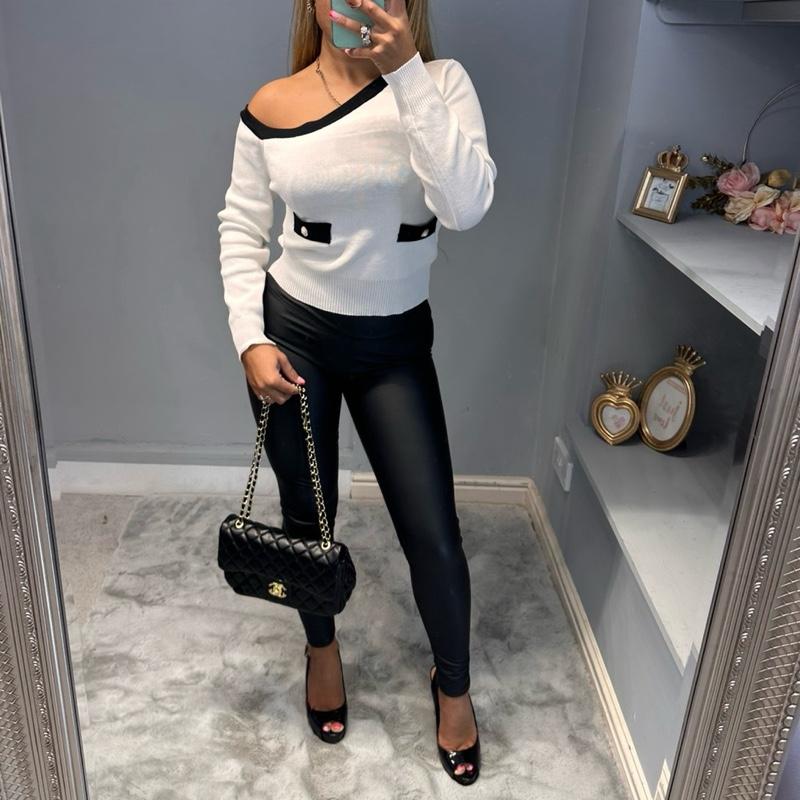 Chantelle Pearl Button Knitted Top Knitwear