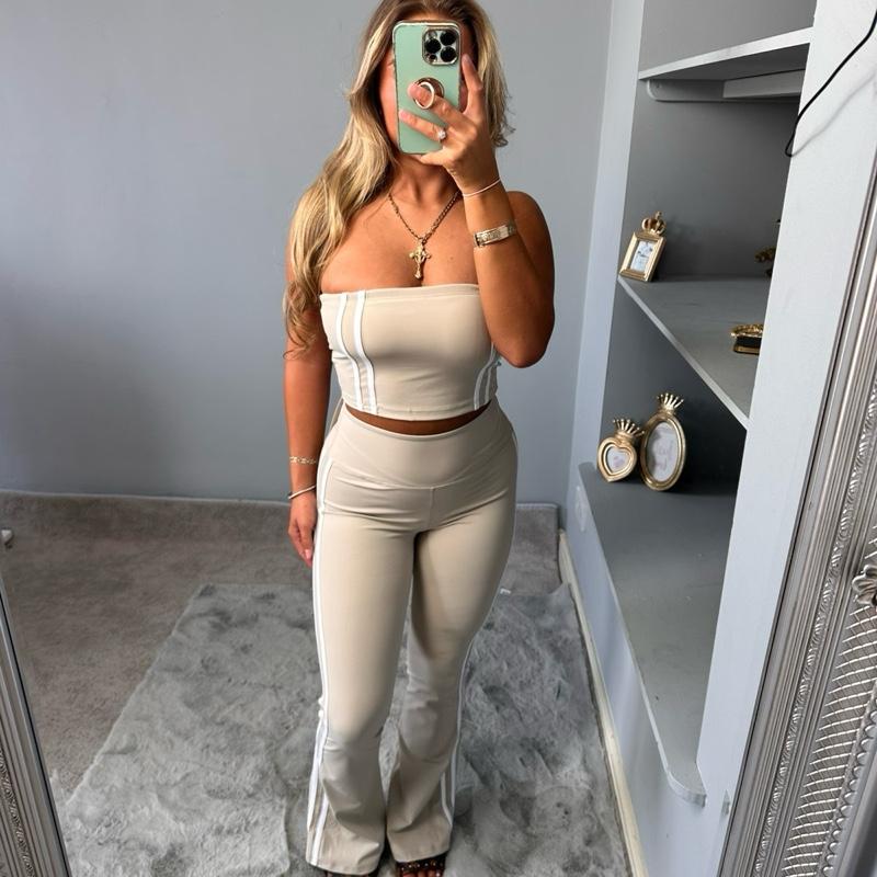 Belle Yoga Bandeau Striped Set Co-Ord