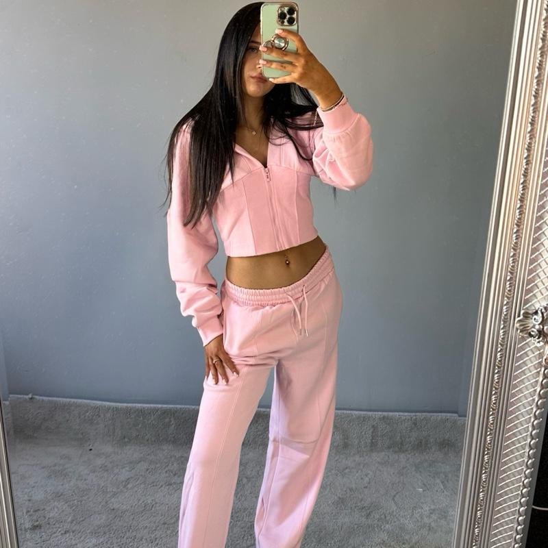 Blake Cropped Fleece Zip Up Tracksuit