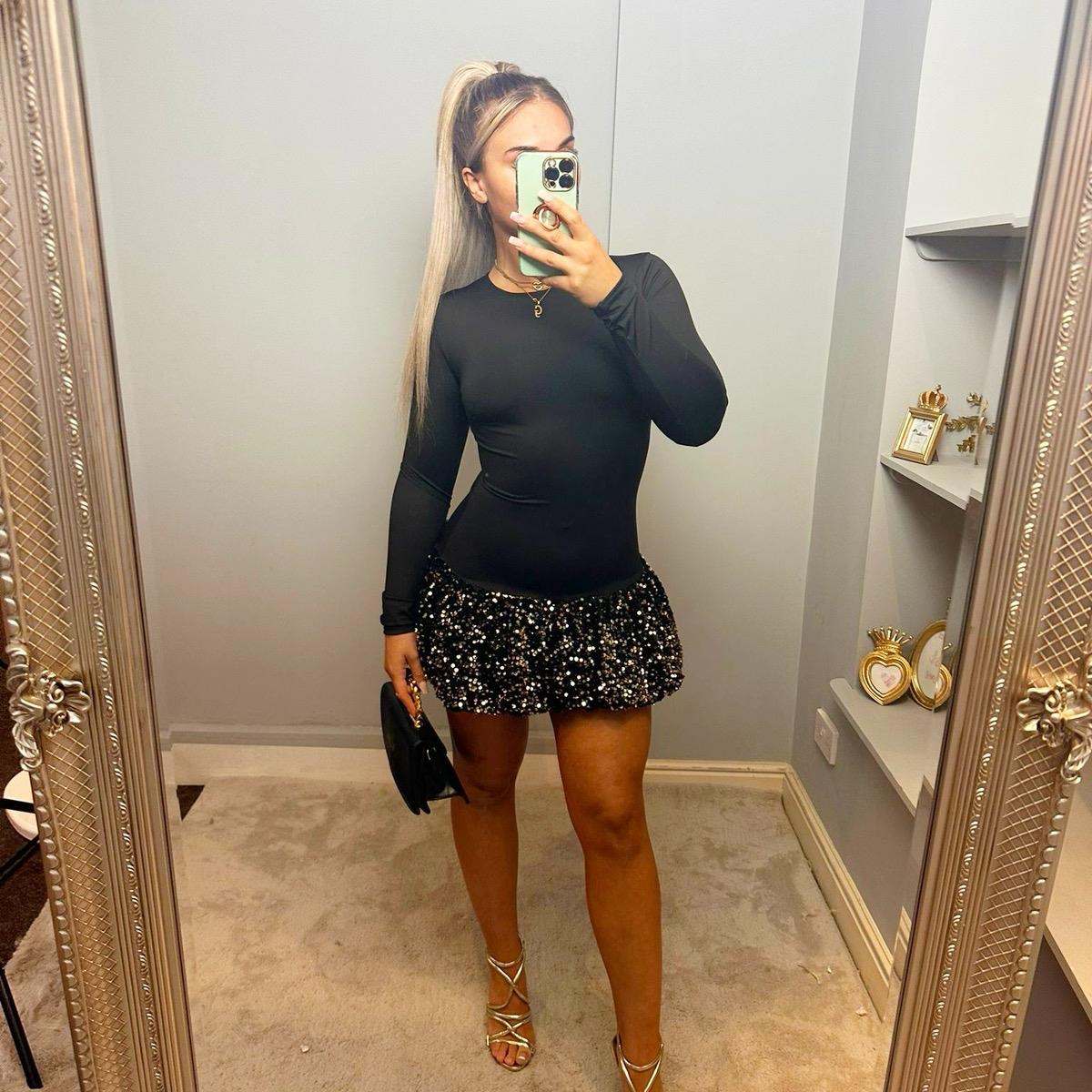 SKYE Puff Ball Sequinned Dress