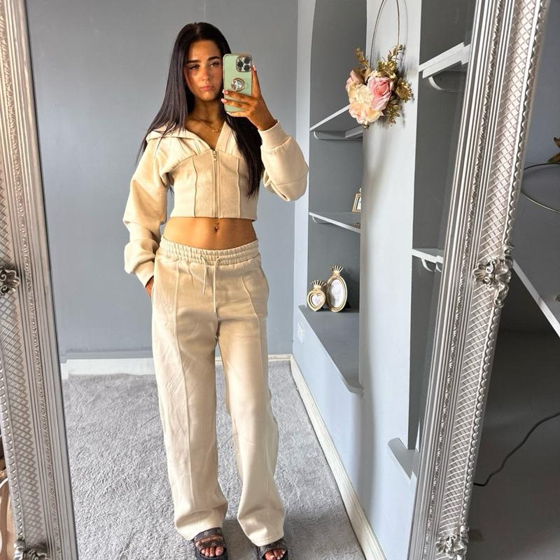 Blake Cropped Fleece Zip Up Tracksuit