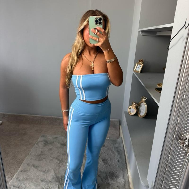 Belle Yoga Bandeau Striped Set Co-Ord