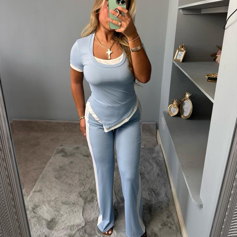 Kassie Stylish Ribbed Blouse Co-Ord Set