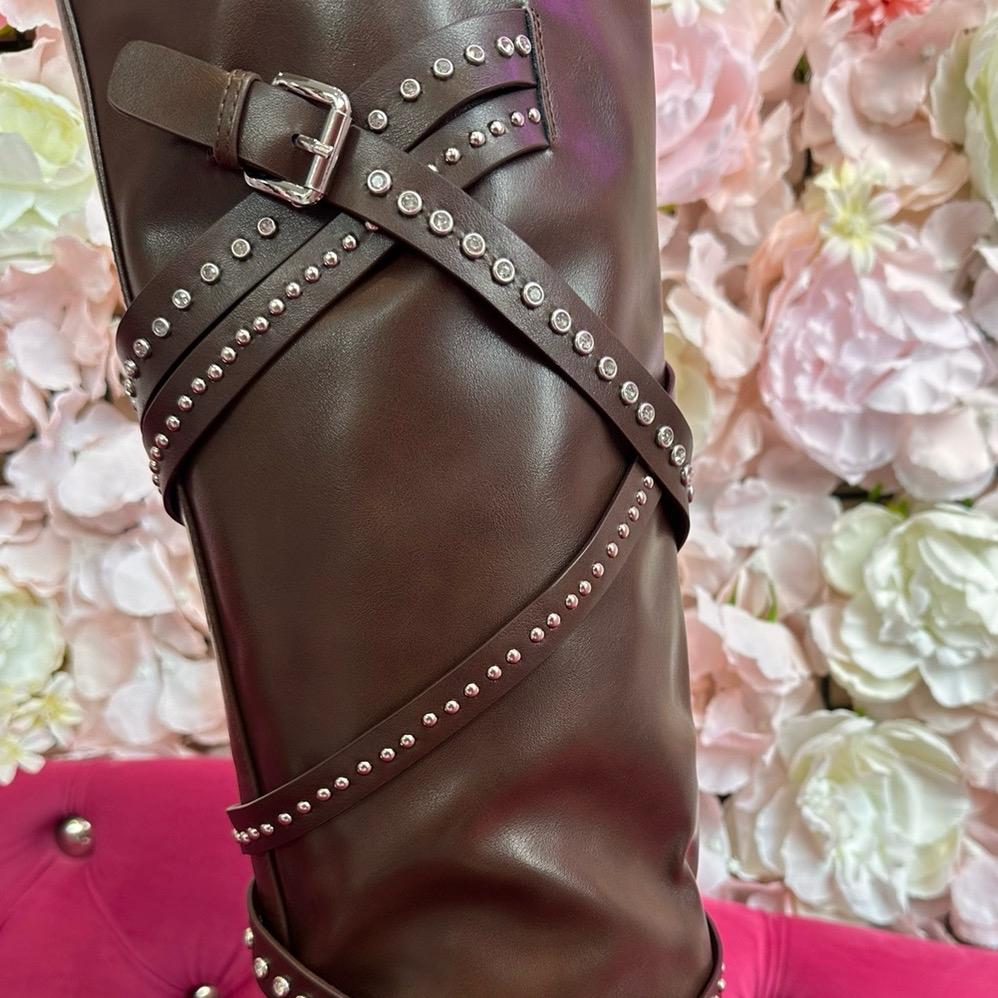 GWP High Heel Rhinestone Buckle Boots