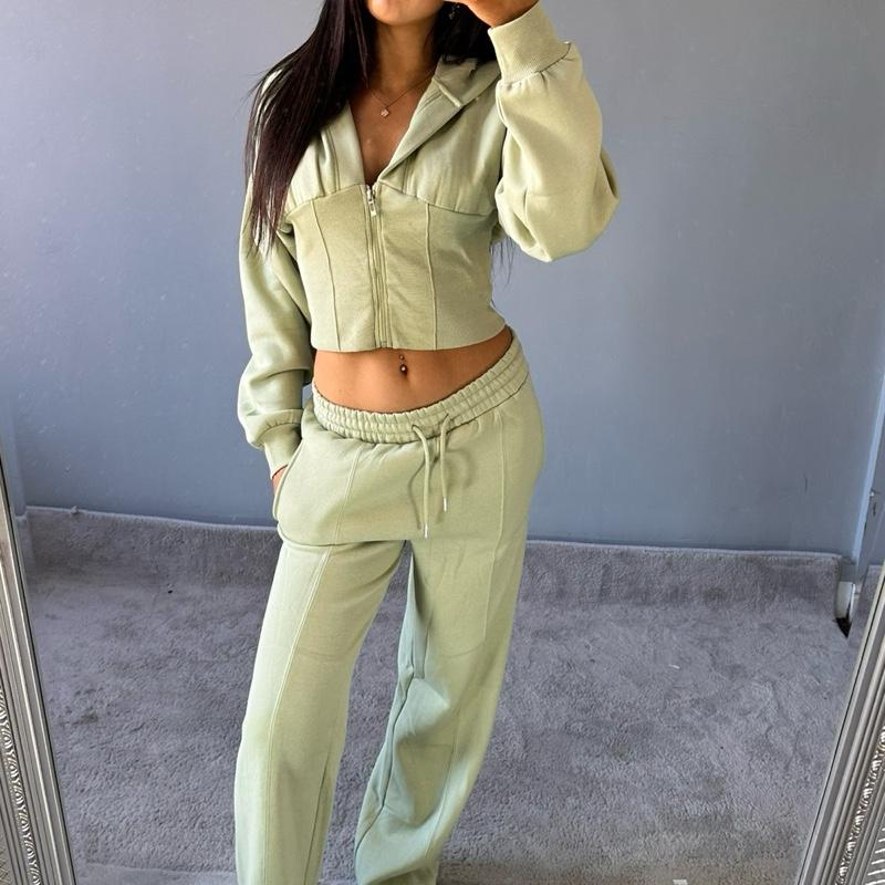 Blake Cropped Fleece Zip Up Tracksuit