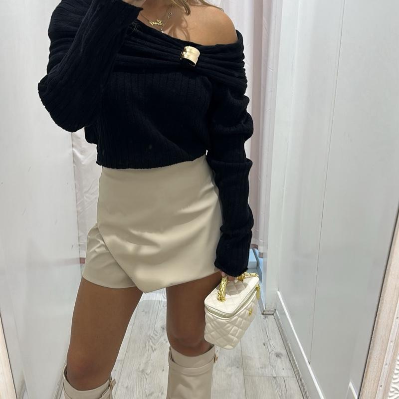 MAE Off Bardot Jumper With Buckle Detail