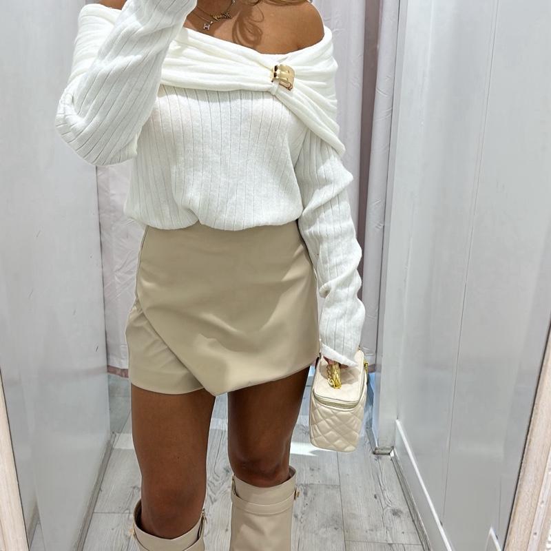 MAE Off Bardot Jumper With Buckle Detail