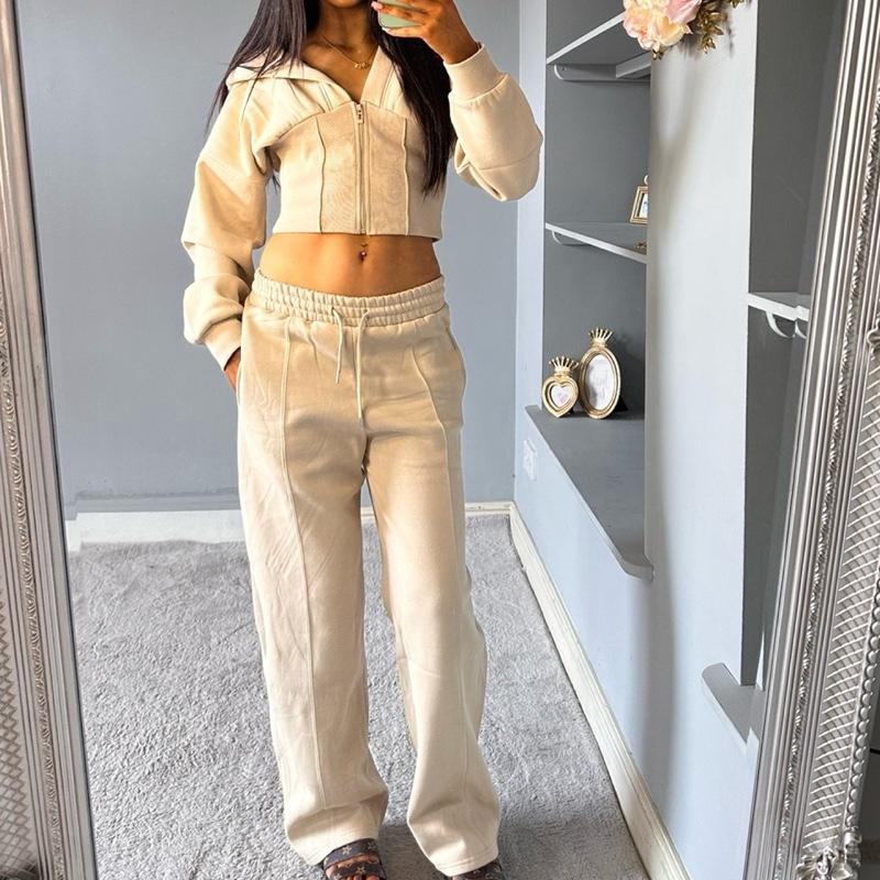 Blake Cropped Fleece Zip Up Tracksuit