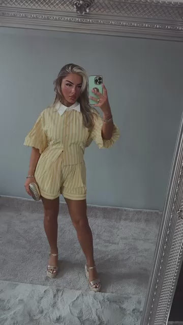 Eloise Striped Puff Sleeve Co-Ord Set