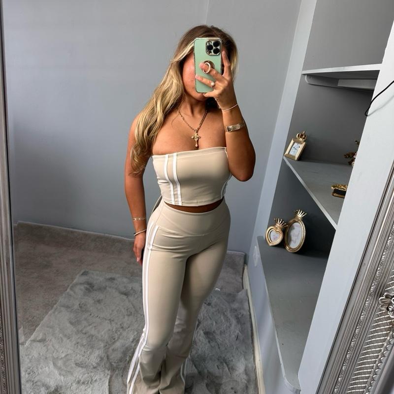 Belle Yoga Bandeau Striped Set Co-Ord