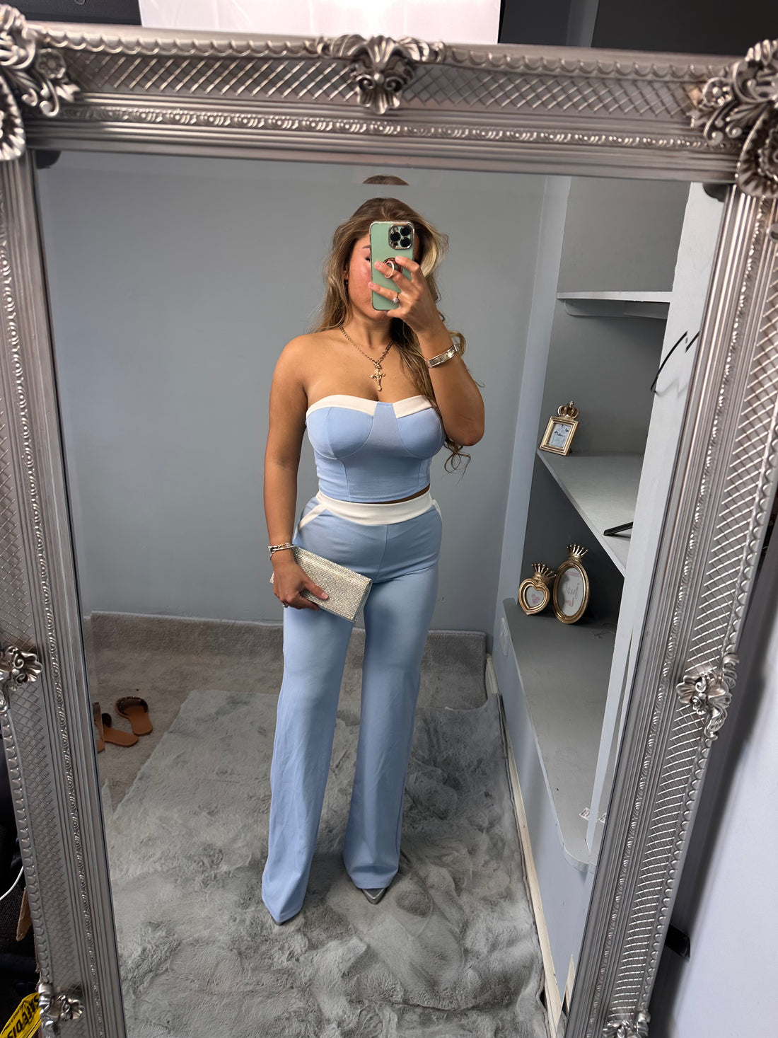 EMMIE bandeau fold over detail top &amp; trousers