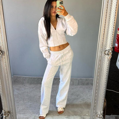 Blake Cropped Fleece Zip Up Tracksuit