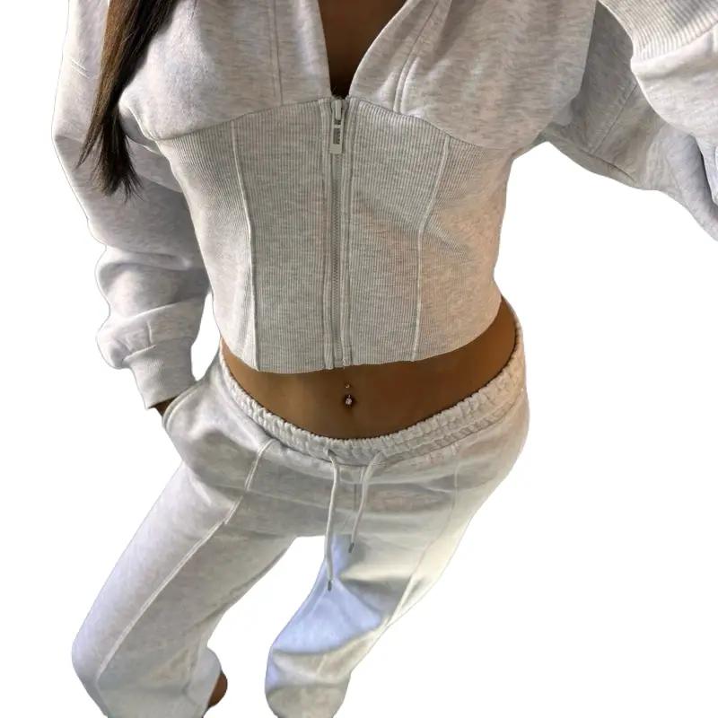 Blake Cropped Fleece Zip Up Tracksuit