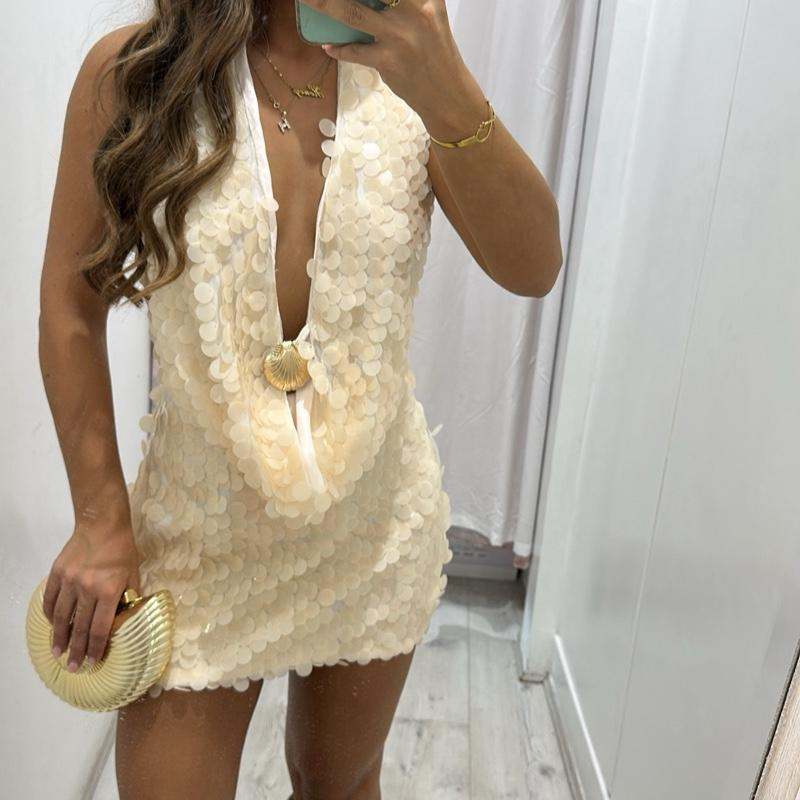 MAEVE Women’s Halter Neck Sequin Dress