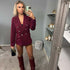 Burgundy AMBER diamanté blazer, long sleeve fitted jacket for glamorous looks.
