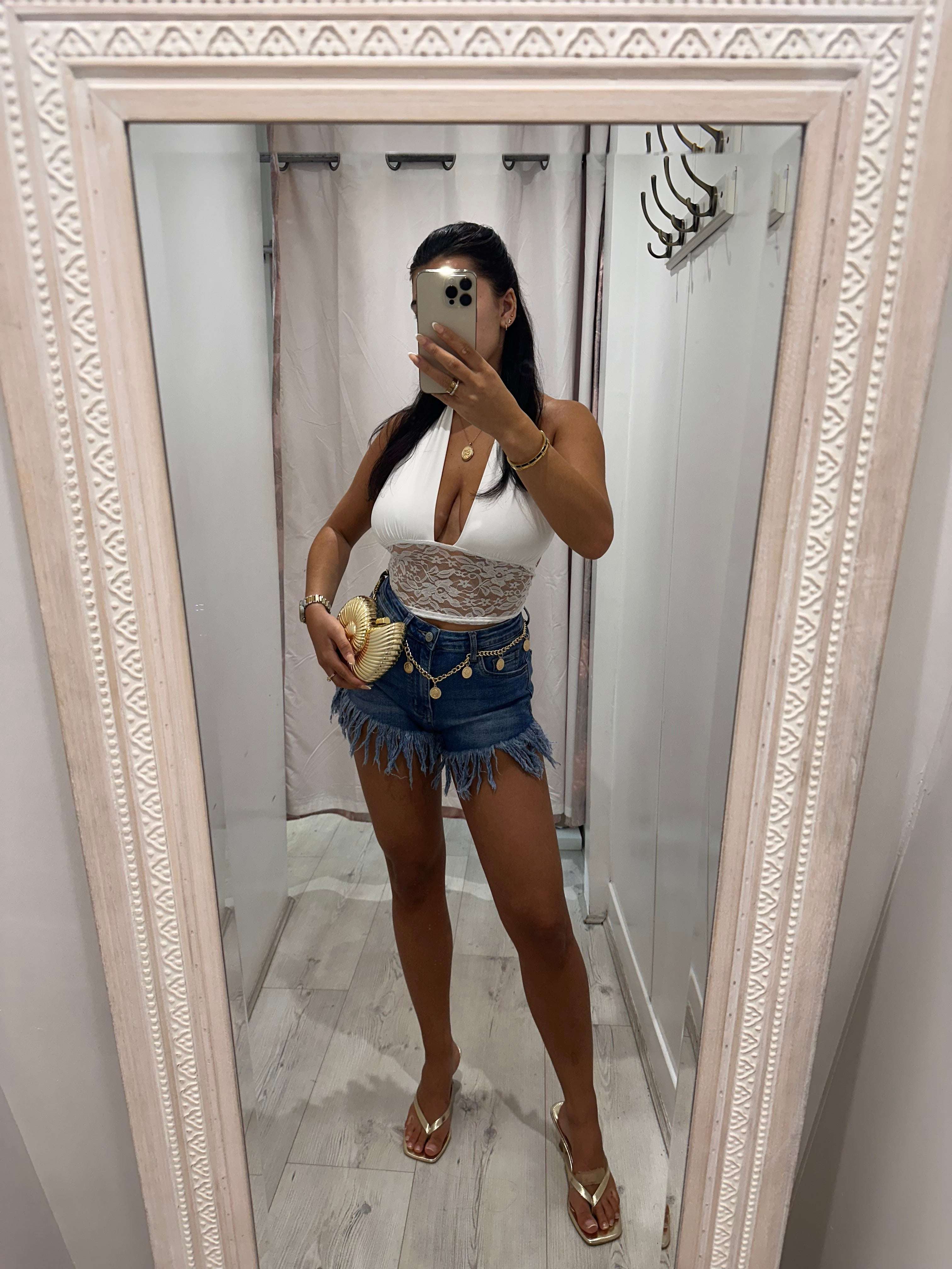 LULAH Denim Shorts with frills for stylish and comfortable everyday wear