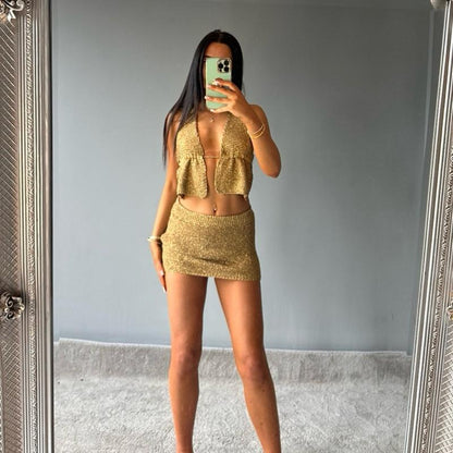 Aurora Stylish Glitter Two-Piece Outfit