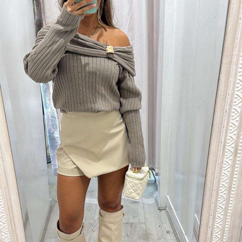 MAE Off Bardot Jumper With Buckle Detail