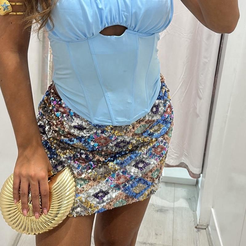 Holiday Stylish Sparkle Pink Mini Skirt