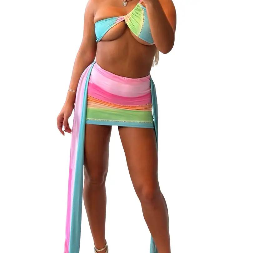 GWP FALLON Mini Skirt Drape Top Set