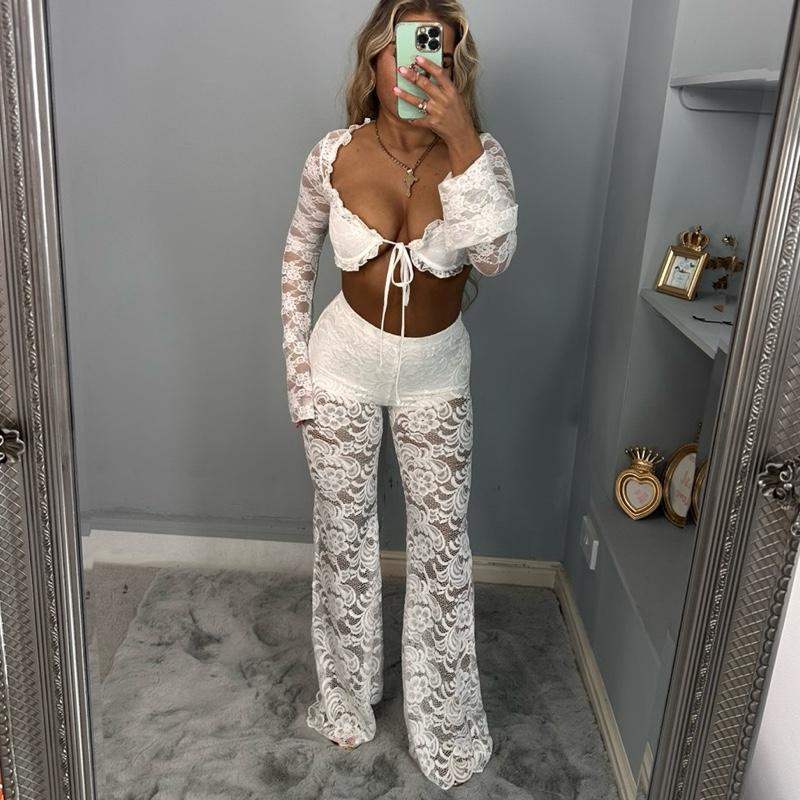 Rhiann Lace Flared Flattering Pants