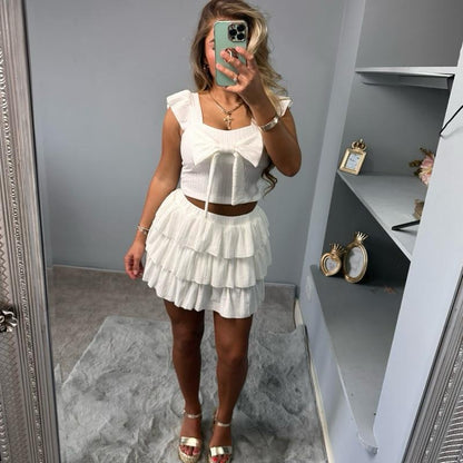 Kelsey Women’s Ruffled Skirt Outfit Top Set