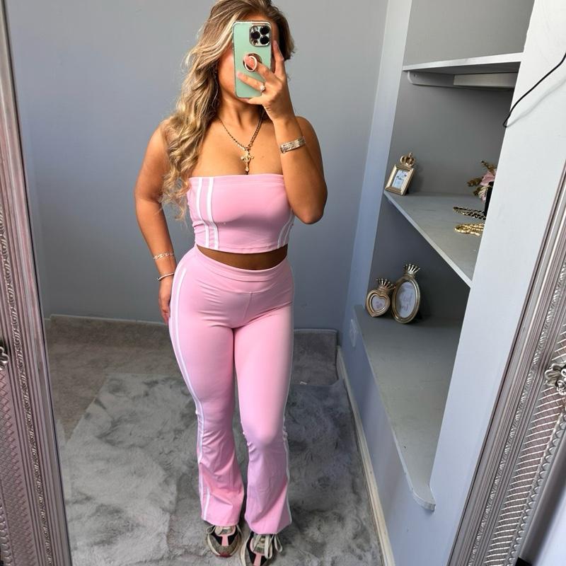 Belle Yoga Bandeau Striped Set Co-Ord