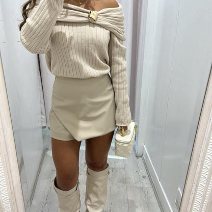 MAE Off Bardot Jumper With Buckle Detail