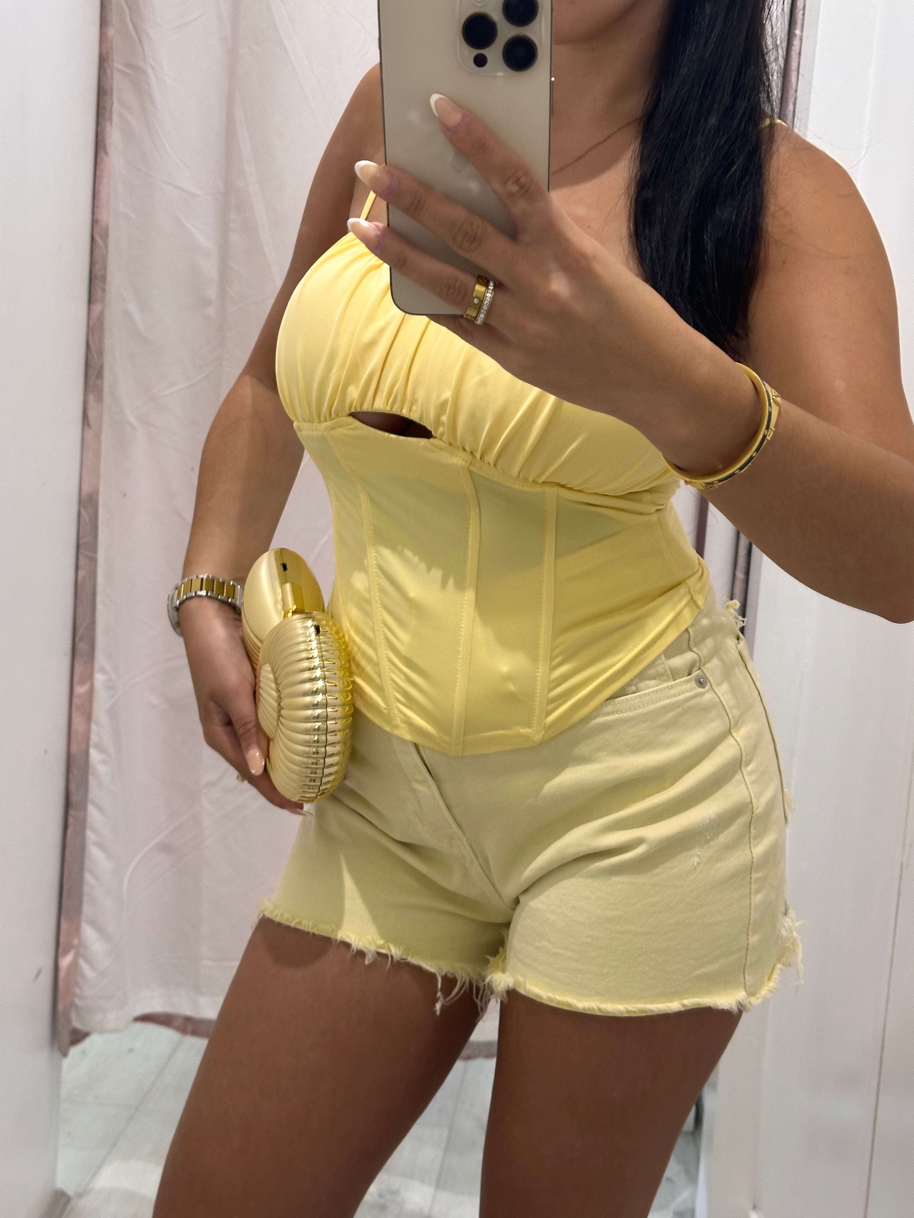 NIA Sparkle Pocket Denim Shorts for women with glittery pockets and stylish summer design