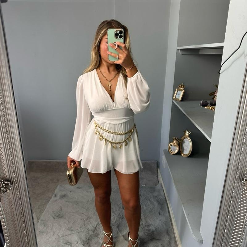 Dellilah Sheer Floaty V-Neck Summer Playsuit