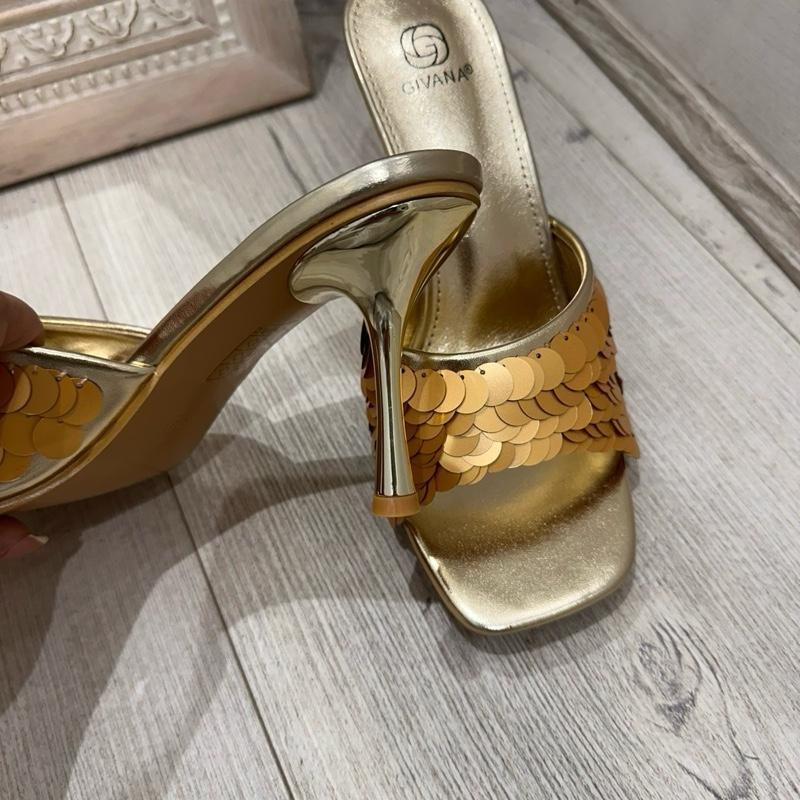 ATHENA Gold Sequin Mules
