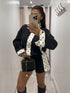 Elodie Polka Dot Jacket and Shirt Set with white polka dots for stylish layering