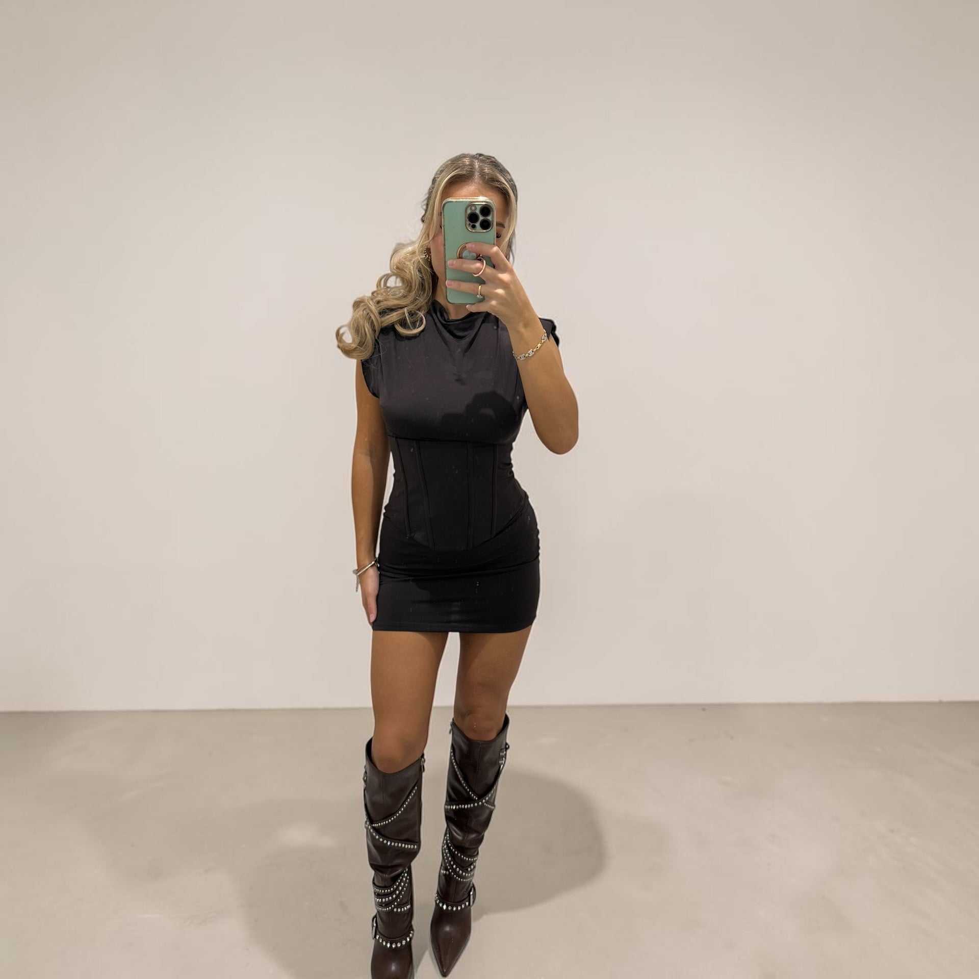 MUSE Padded Sleeveless Mini Dress With Tie Back corset