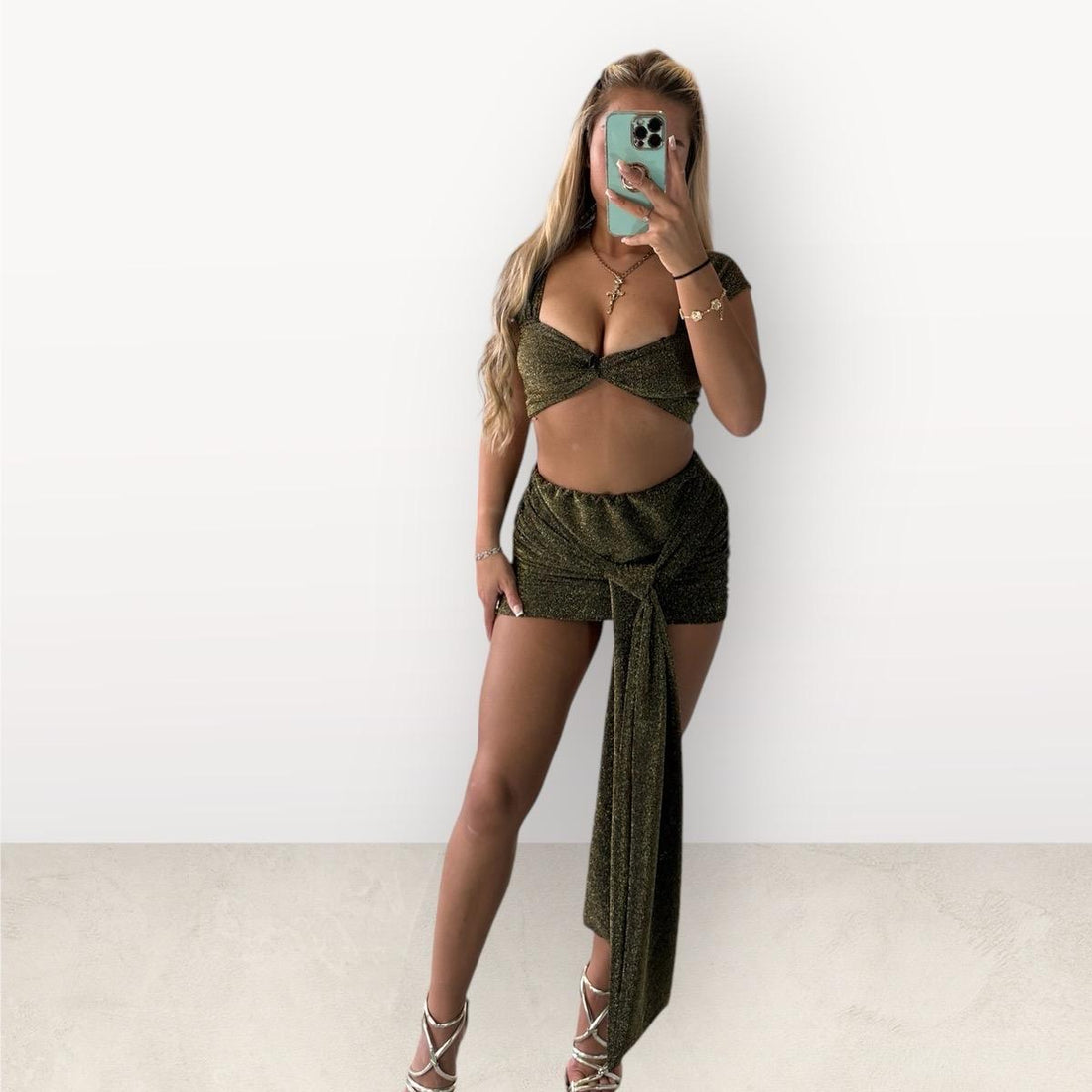 GWP Belle Lurex Cropped Co-Ord outfit