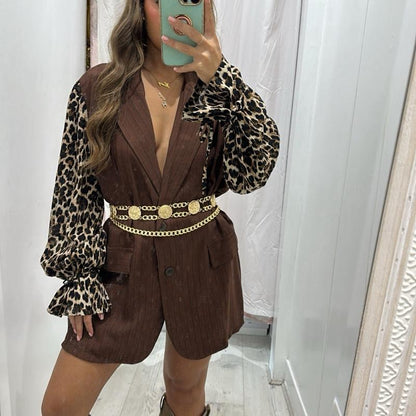 Leopard Sleeve Blazer Dress Womenswear