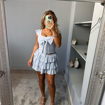 Kelsey Women’s Ruffled Skirt Outfit Top Set