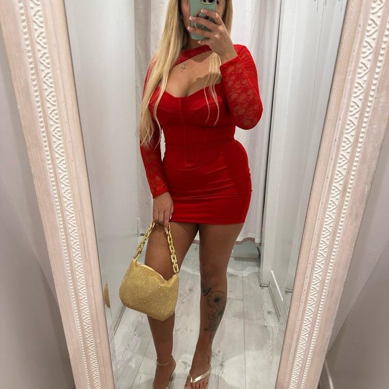 SLOANE Slinky Dress with  Lace Sleevese Basic Summer Minimalist Casual Womenswear