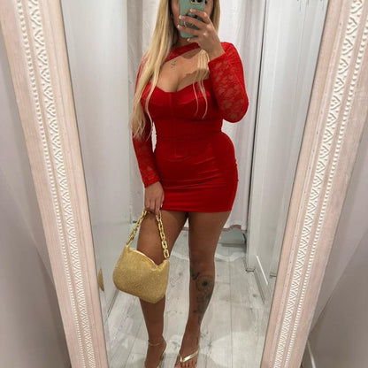 SLOANE Slinky Dress with  Lace Sleevese Basic Summer Minimalist Casual Womenswear