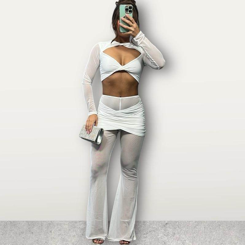 SULLY Sheer &amp; Slinky Flared Trouser Set