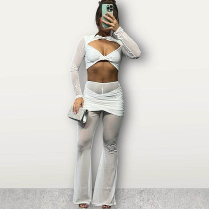 SULLY Sheer &amp; Slinky Flared Trouser Set
