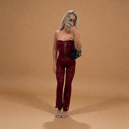 LUNA Lace Bandeau Strappy Jumpsuit