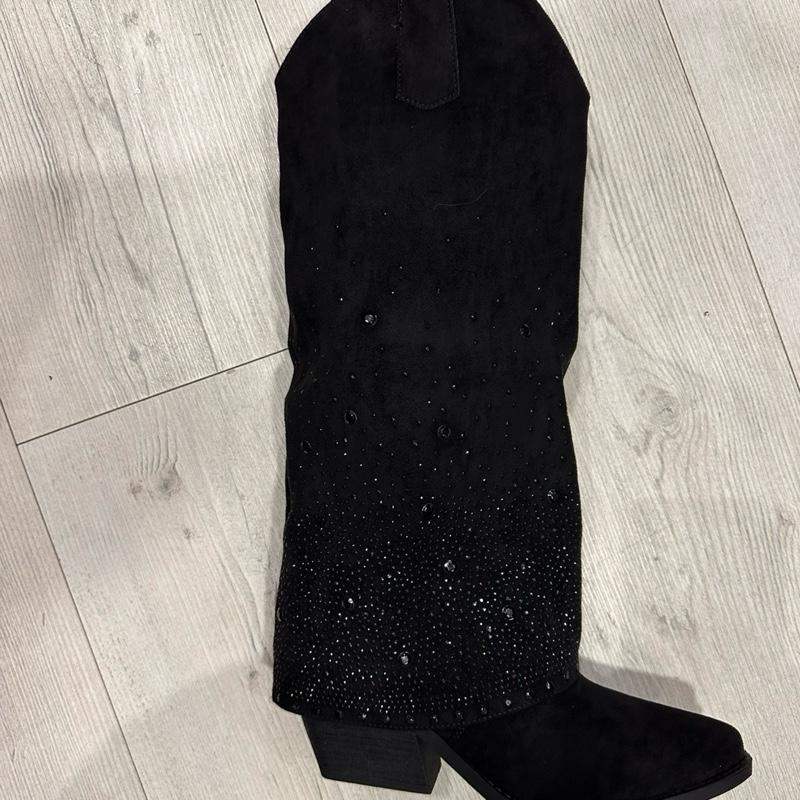 ORLA Sparkle Suede Rhinestone Cowboy Overlay Boots