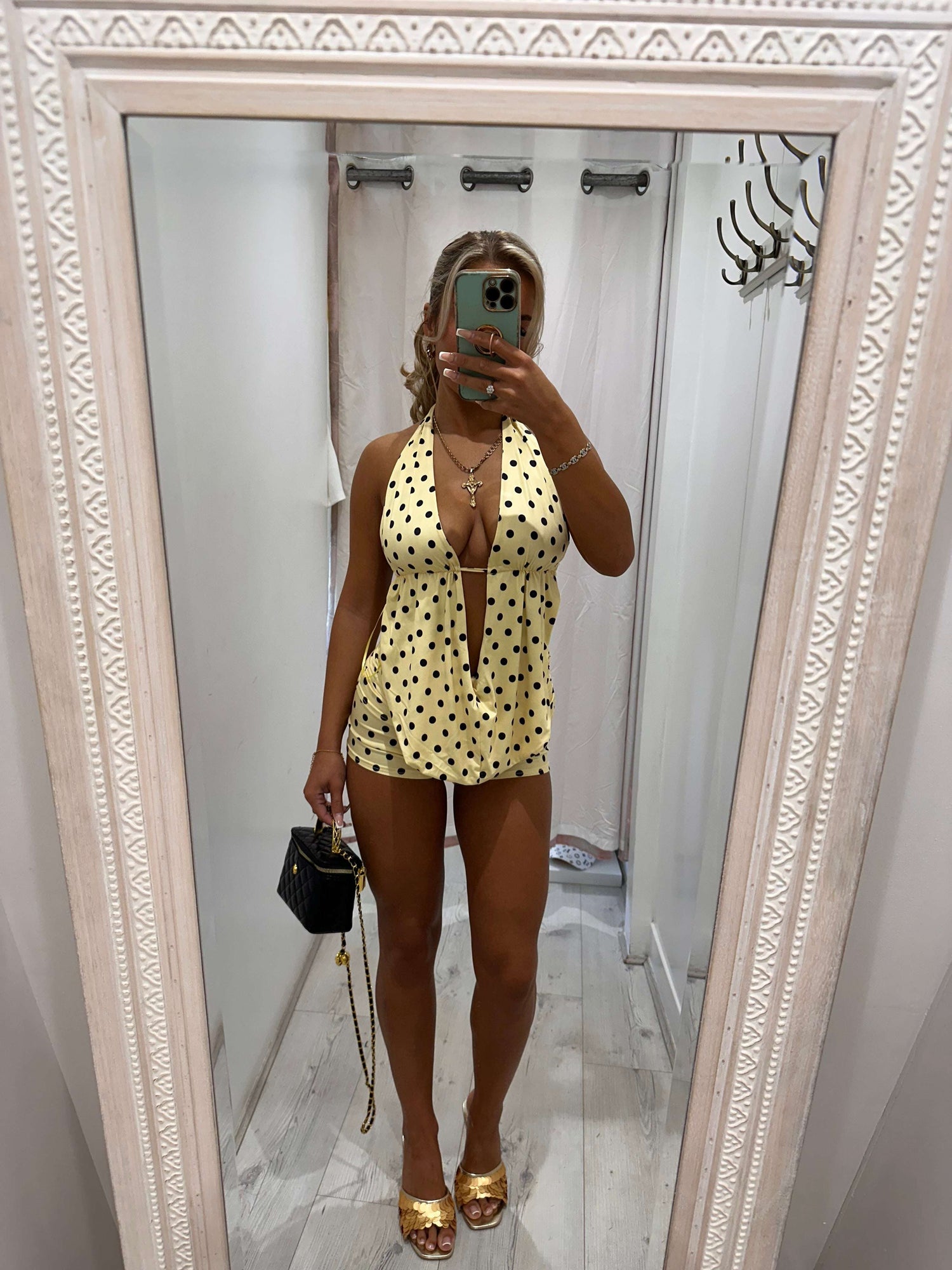MYLA Two Piece Polka Dot Short and Halter Neck Set for Women stylish and comfortable