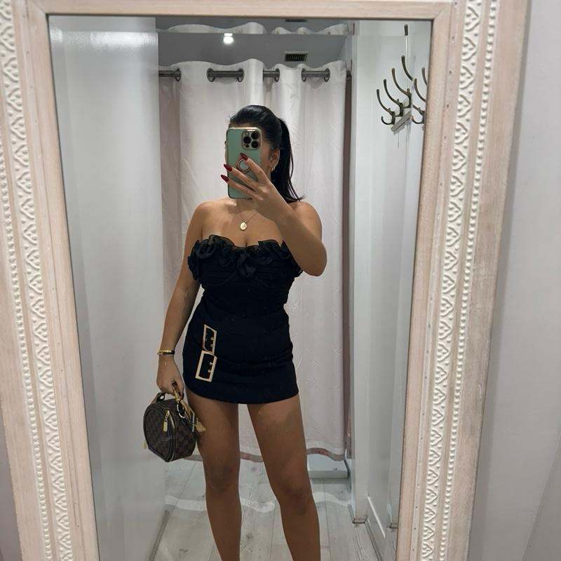 Bella Mini Skirt with Gold Buckle