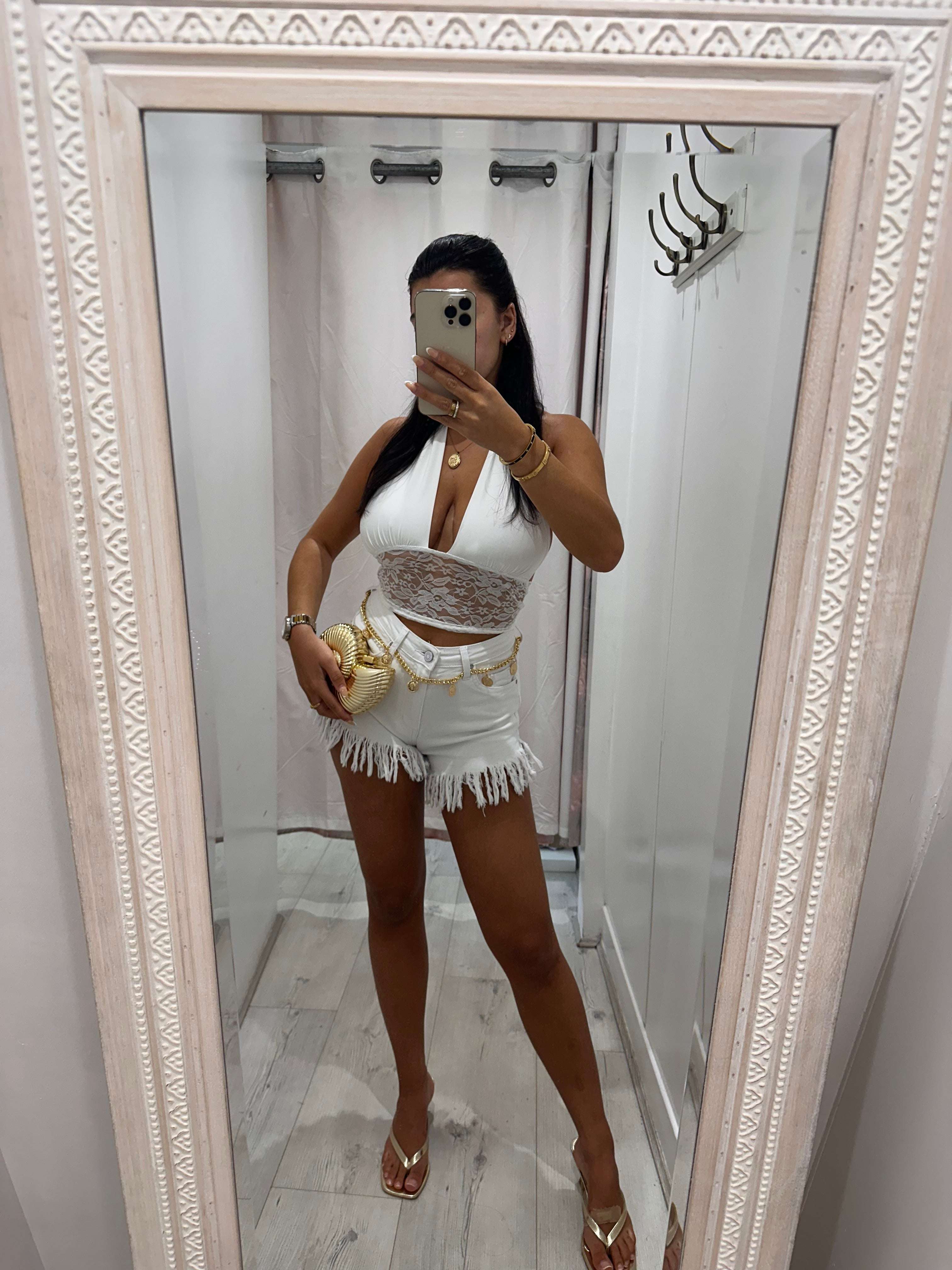LULAH Denim Shorts with frills for stylish and comfortable everyday summer wear