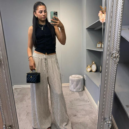 Pantalon large rayé Jessie pour femme