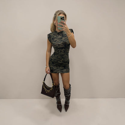 MUSE Padded Sleeveless Mini Dress With Tie Back corset
