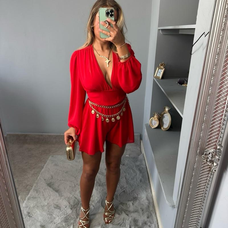 Dellilah Sheer Floaty V-Neck Summer Playsuit